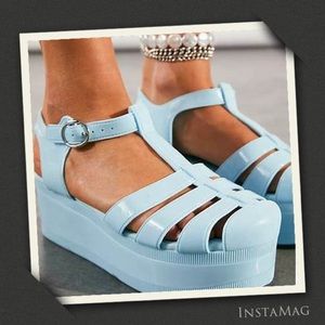 JEFFREY CAMPBELL Baby Blue Jelly  Fisherman Platforms
